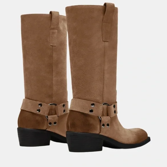 Steve Madden RUSKIN TAUPE SUEDE BOOTS size 9.5 - Picture 3 of 10